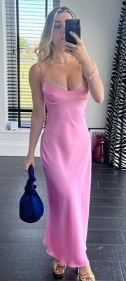 Boutique Pink Satin Maxi Dress