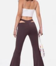 Brown Hip Cut Out Flare Pants