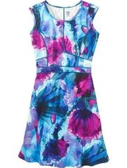 Title Nine Watercolor Dream Poppies Athletic Sleeveless Mini Dress Large