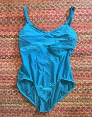 MIRELLA TEAL BLUE ONE PIECE BIKINI BODYSUIT SWIM LEOTARD