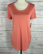 Maison Jules X-Small XS Top Coral Stretch Short Sleeve T-Shirt Scoop Neck Womens