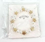 Wildflower pearls gold stars stretch bracelet new nwt shimmer perla Estrella