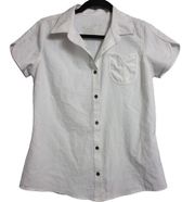 Kuhl Top Shirt White Short Sleeve Button Up Front Pocket Lightweight Outdoor S