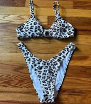 Tilly's  Cheetah Print Bikini With High Leg Bottoms