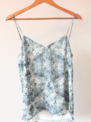 Blue Grey & White 100% Silk Tank Top