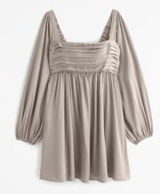 Abercrombie & Fitch Satin Long-Sleeve Mini Dress