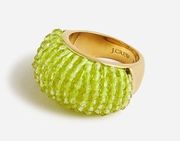 Woven Beaded Ring Kiwi Green Gold Domed Modern Size 6 Jewelry