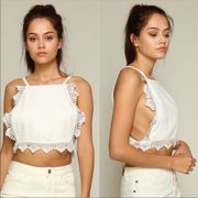 NWT Line and Dot KAITH Cropped Top in White Size S