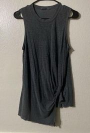 Stateside Front Twist Hem Tank Top Womens Small Gray Minimalist Supima Cotton