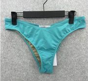 WEWOREWHAT Women's Bikini Bottom Cheeky Rio Cut Solid Teal Size Medium V Shape