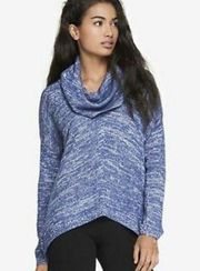 Cowl Neck Sweater Handkerchief Hem Blue XS