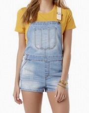 Bongo Distressed stretch denim jean shorts Shortalls Short overalls juniors 1 S