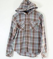 Life Is Good Women’s Flannel Hoodie Button up shirt XS