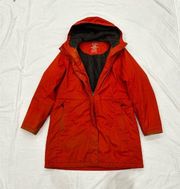 LL Bean Coat Adult Medium Orange Womens Parka Long Full Zip Hooded Winter