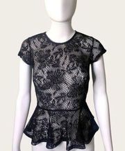 Whimsigoth Lacey Peplum Blouse Women’s Size Small