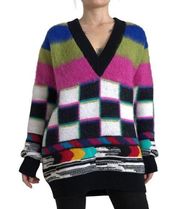 Dolce & Gabbana Multicolor Cashmere Wool Stripes V-neck Pullover Sweater XS