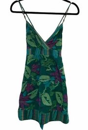 Guess Green & Purple Floral Tropical Mini Dress Y2K Early 2000s