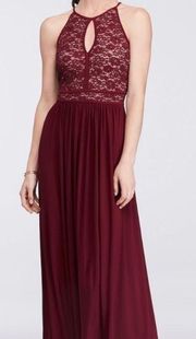 Burgandy High Neck Maxi Gown