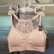 💕LAURA ASHLEY💕 Seamless Lace Bralettes (2 Pack) Pink & Gray Small S NWT