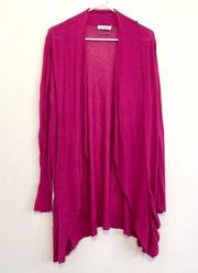 CALVIN KLEIN Magenta Pink Open Front Lightweight Draped Pocket Cardigan Sweater