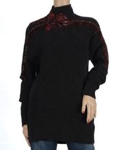 Per Se Embroidered Mockneck Sweater Large