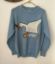 Aelfric Eden Blue Murder Duck Heavy Knit Pullover Sweater Size Small Unisex