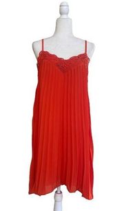 Gianni Bini Orange Pleated Lace Trim Spaghetti Strap Womens Size S Dress