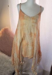 Billabong tie dye asymmetry fringe cover-up dress surf style