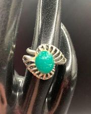 Vintage Silver Ring with Green-Blue Stone