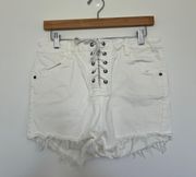 Lace up Extra Large White Jean Shorts
