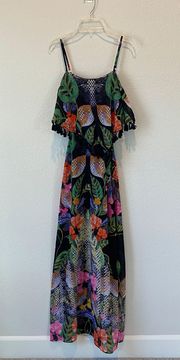 Maxi Tropical Print Tassel Dress
