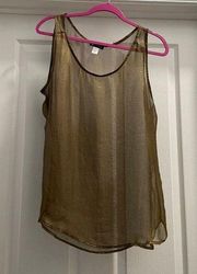 Metaphor Womens Sleeveless Sheer Scoop Neck Blouse Size L Green