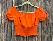 Orange Linen Crop Top