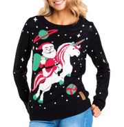 Women Santa Unicorn Ugly Christmas Sweater by  Size Small