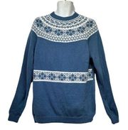 vintage handknit blue white fair isle mildred meyer sweater