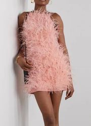 $1398 NWOT  Shannon Dress Pink Feathers Size XS