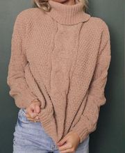 Farrow Turtleneck Light Brown Knit Sweater Women’s Size Medium