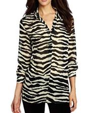 Y2K 7 For All Mankind women’s zebra print button down tunic blouse, size medium