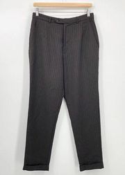 Reformation Brown Pinstripe Straight Pull-On High Waist Slack Office Crop Pant 6