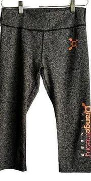 Orangetheory Cropped Workout Leggings Women's M Gray Activewear Mid-Rise Logo