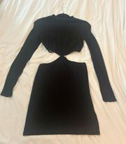 Black Cut Out Long Sleeve Mini Dress