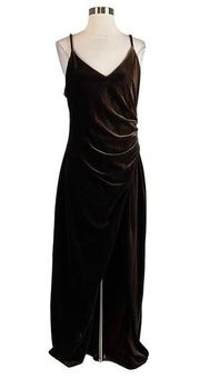 Betsy & Adam Women's Formal Dress Size 12 Brown Velvet Sleeveless Long Gown