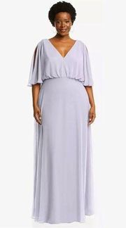 AFTER SIX Split Blouson Sleeve Gown in Silver Dove Size US 10R