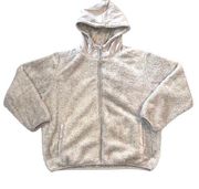 Active Womens Sherpa Jacket Fleece Athletic Full Zip Gray Hooded Medium