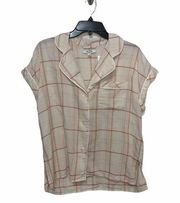 Madewell Bedtime Fine Plaid Pearl Pj Top S