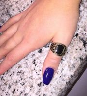 Gold-Brass tone ring with black onyx