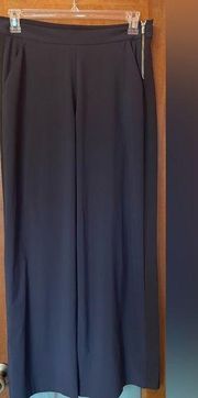 Athleta Women Wide Leg Navy Blue w Black Pinstripe “Tux”Athletic Pants