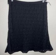 Eileen Fisher wool lace skirt in black size large