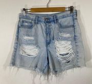 American Eagle  Outfitters Light Wash Ripped Distressed Mom Shorts