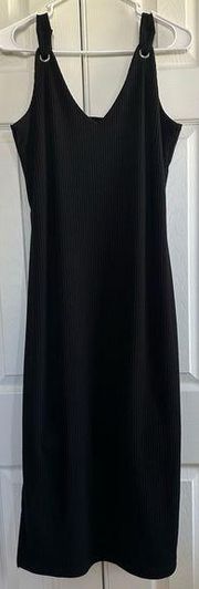 Walker black ribbed dress size medium silver accents